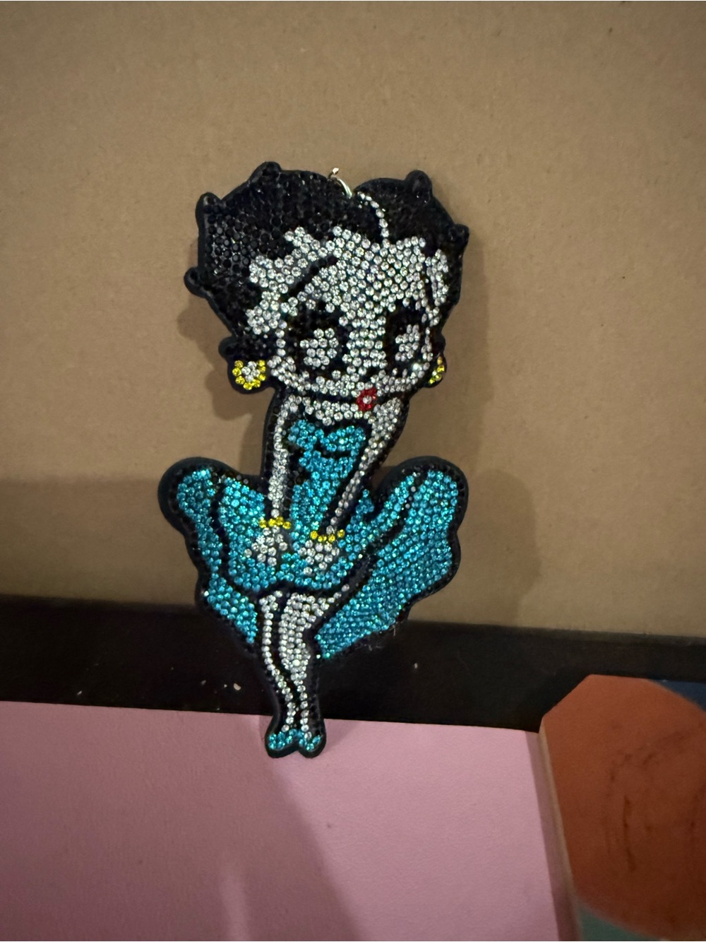 Betty Boop Crystal Bag Charm. 6 inches